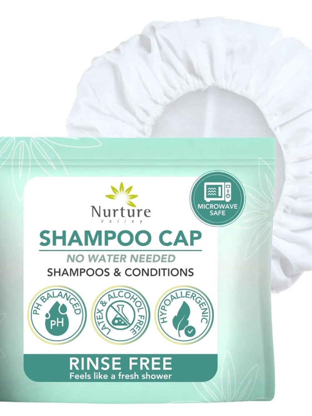 Nurture No Water Rinse Free Shampoo Cap Microwavable Hair Wash Caps 6 Pack